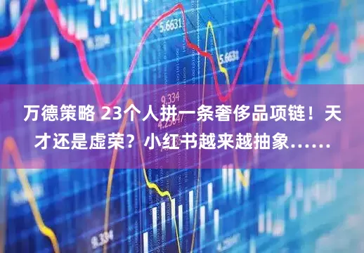 万德策略 23个人拼一条奢侈品项链！天才还是虚荣？小红书越来越抽象……